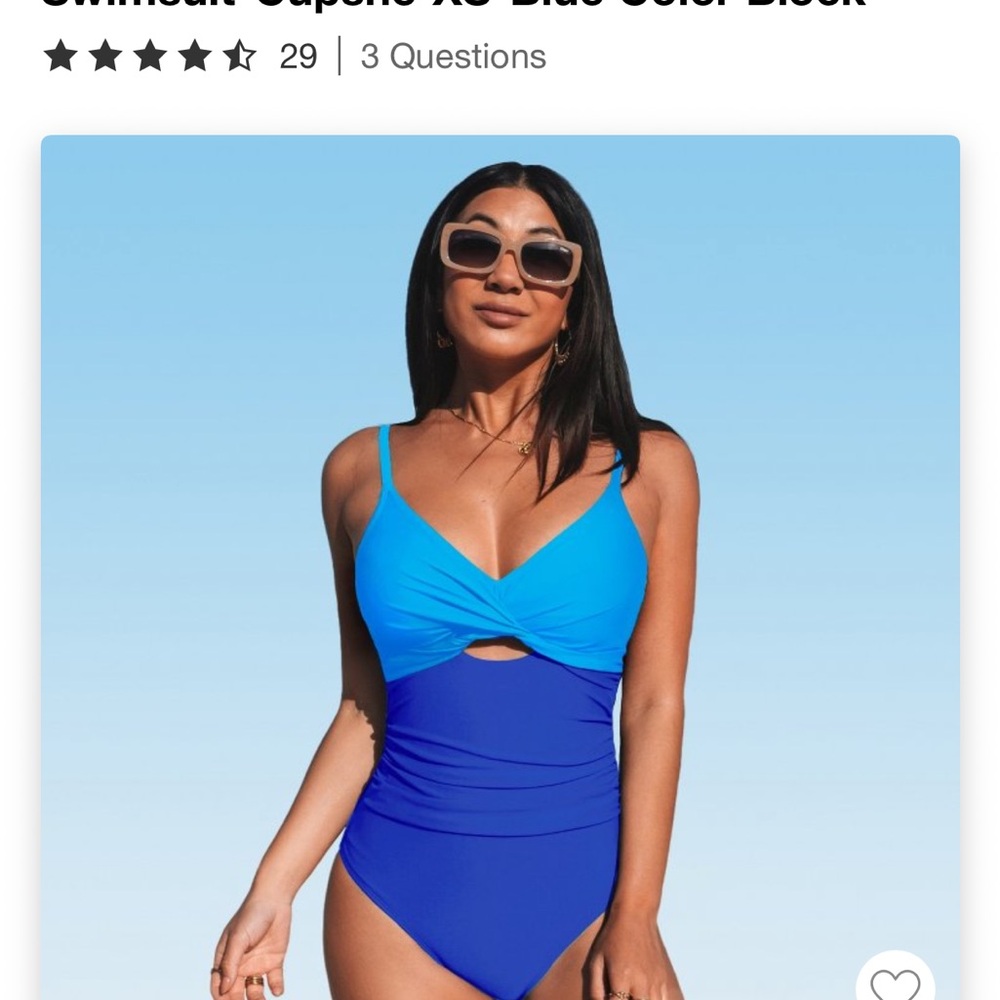Blue Color Block One Piece Swimsuit